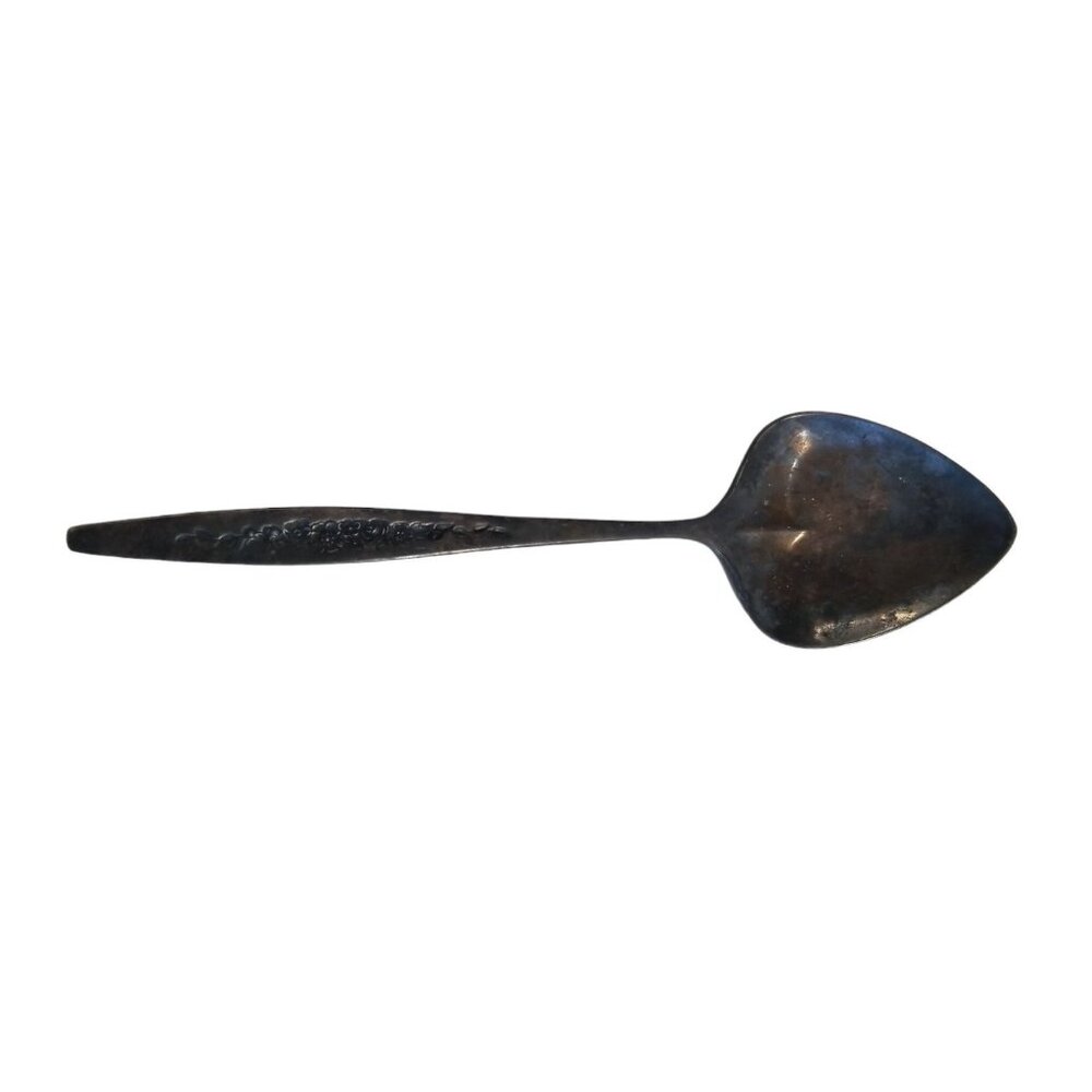 Vintage Sugar Spoon International Deep Silver Laurel Mist Pattern Tarnish Patina